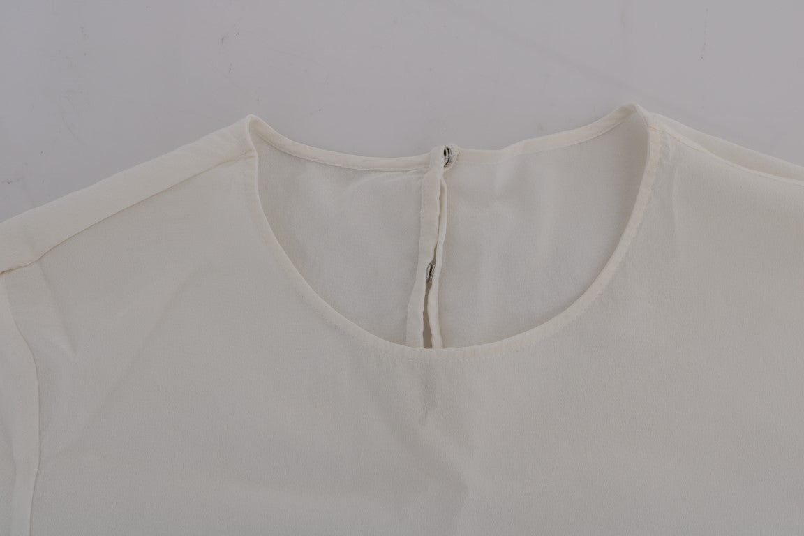 Blusa blanca de seda con lentejuelas «Italia Is Love»