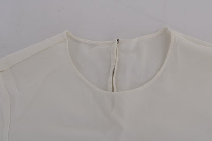 Blusa blanca de seda con lentejuelas «Italia Is Love»
