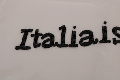Blusa blanca de seda con lentejuelas «Italia Is Love»