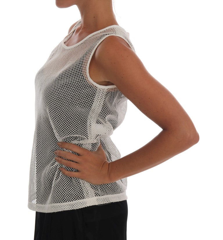 Top sin mangas de red transparente