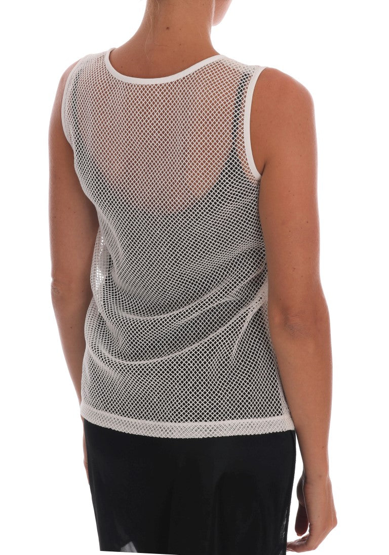 Top sin mangas de red transparente