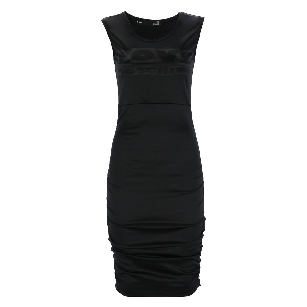 Vestido elegante sin mangas con rizo lateral y logotipo