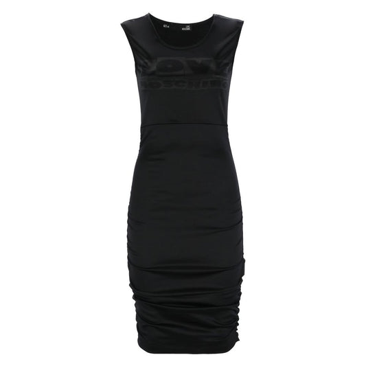 Vestido elegante sin mangas con rizo lateral y logotipo