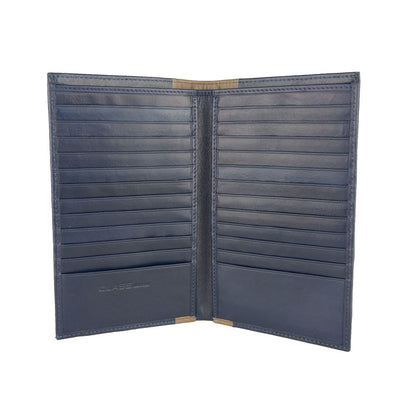 Cartera de cuero azul para hombre