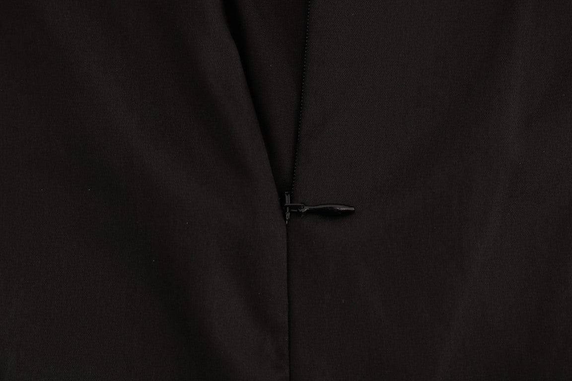 Elegante blusa camisola sin mangas de encaje negro