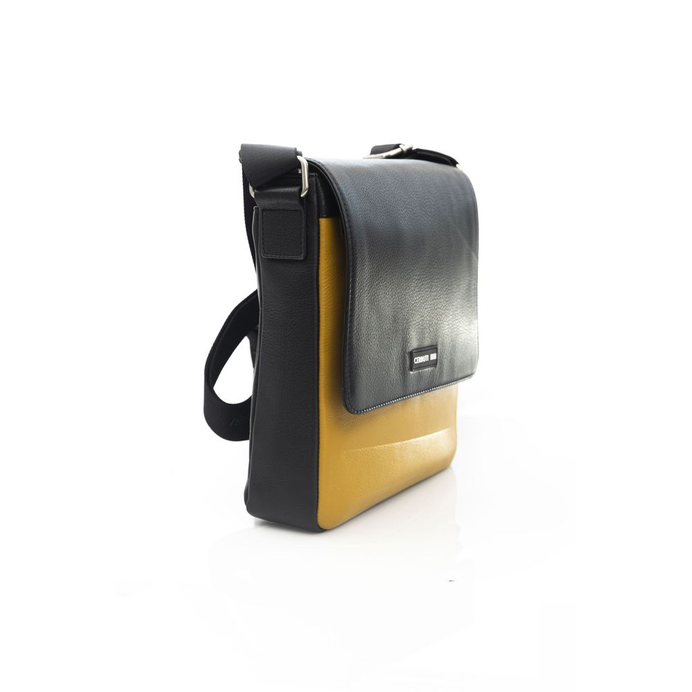 Bolso bandolera de piel amarilla para hombre