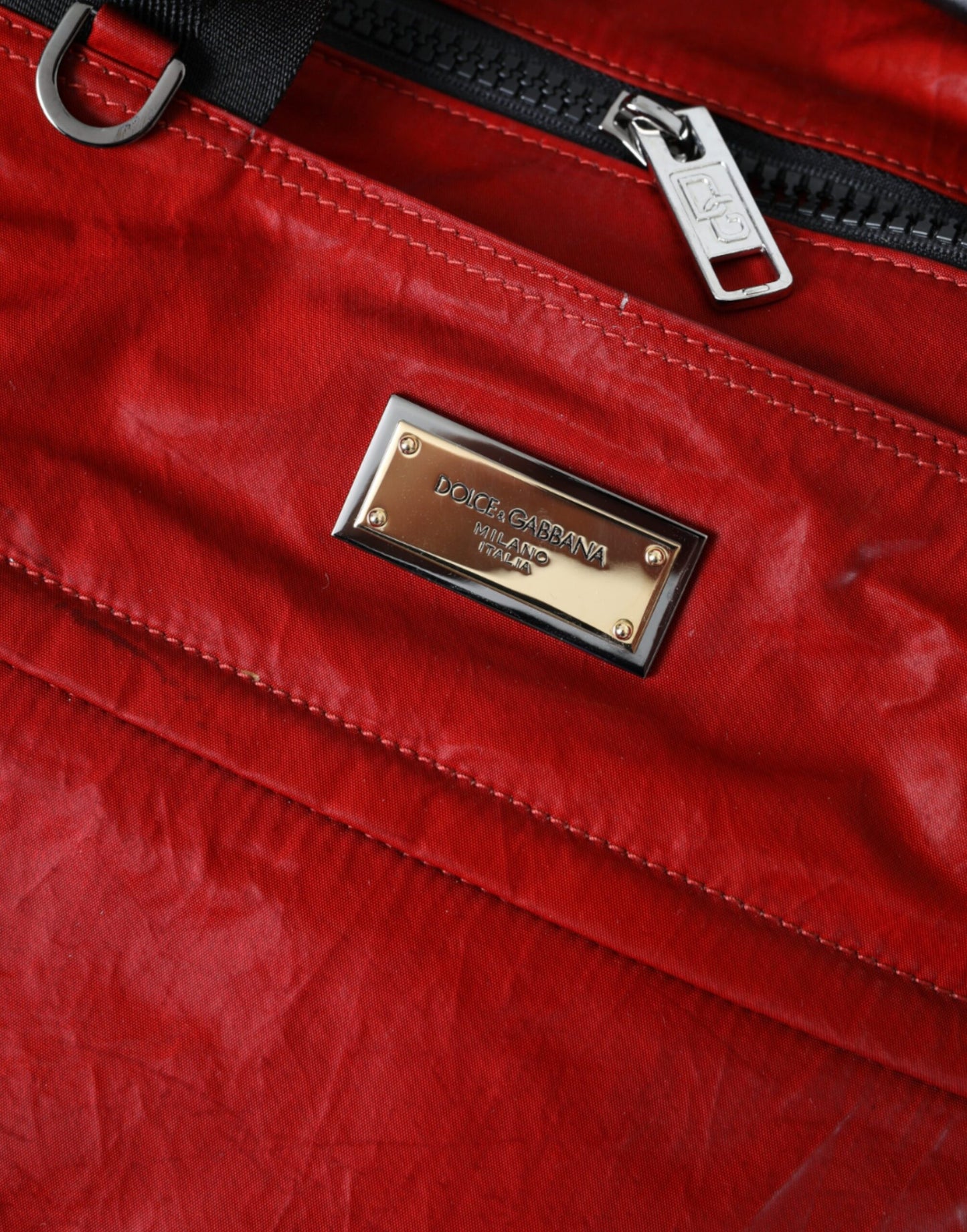 Bolso bandolera de piel de becerro de nailon rojo