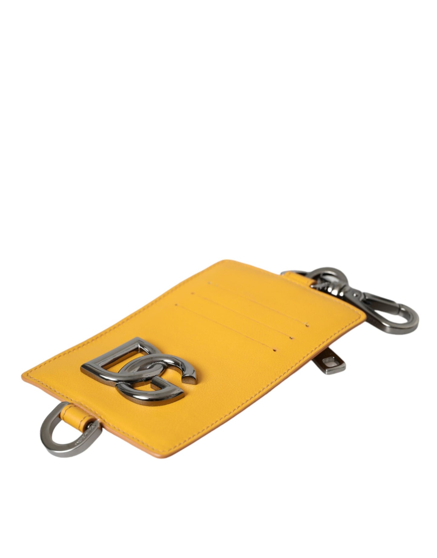 Tarjetero con clip para tarjetas de crédito de piel de becerro naranja