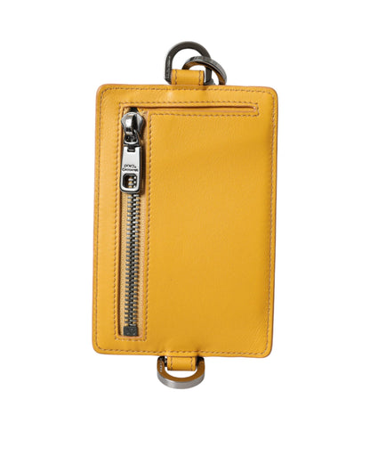 Tarjetero con clip para tarjetas de crédito de piel de becerro naranja