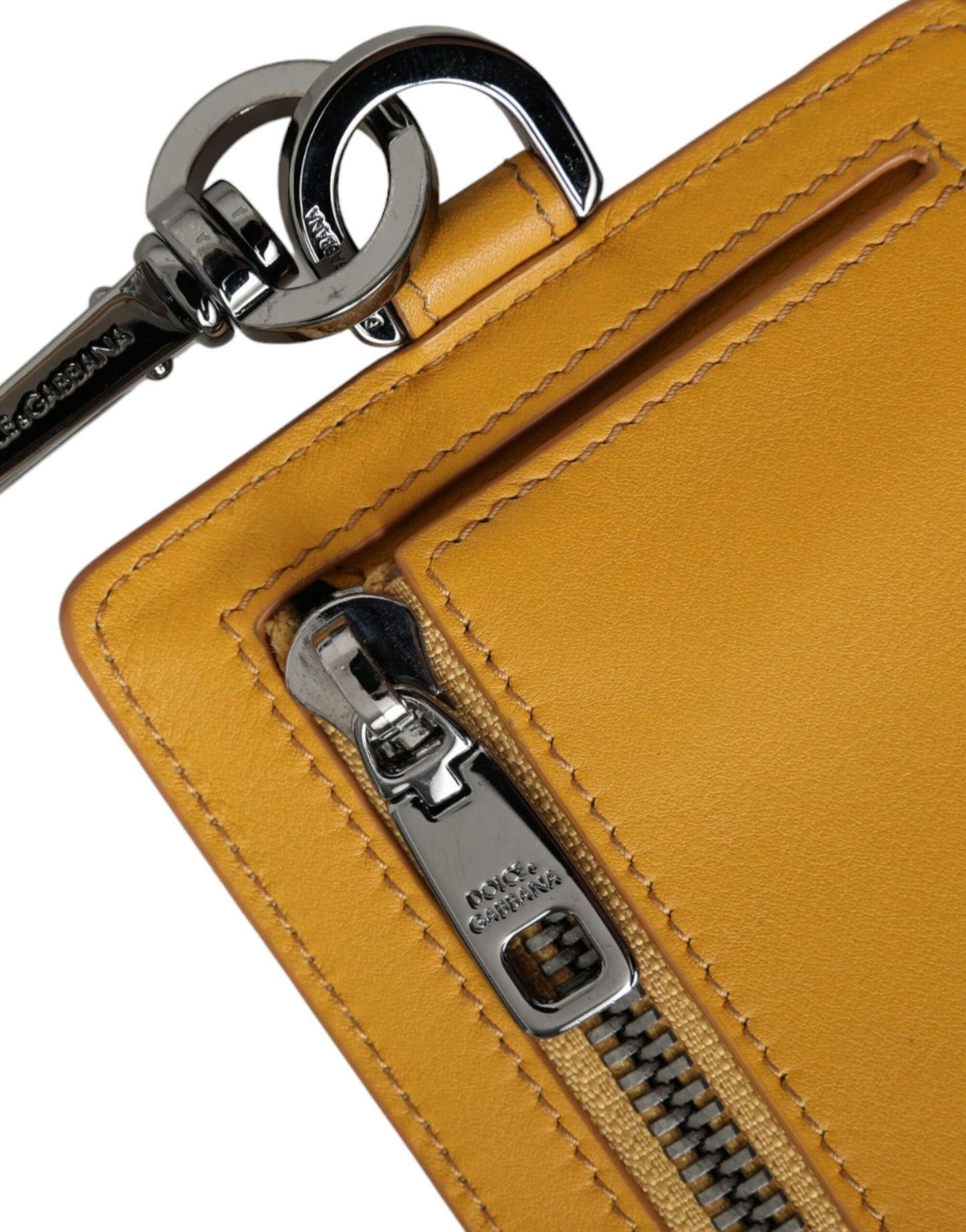 Tarjetero con clip para tarjetas de crédito de piel de becerro naranja