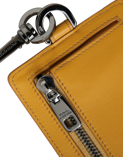 Tarjetero con clip para tarjetas de crédito de piel de becerro naranja