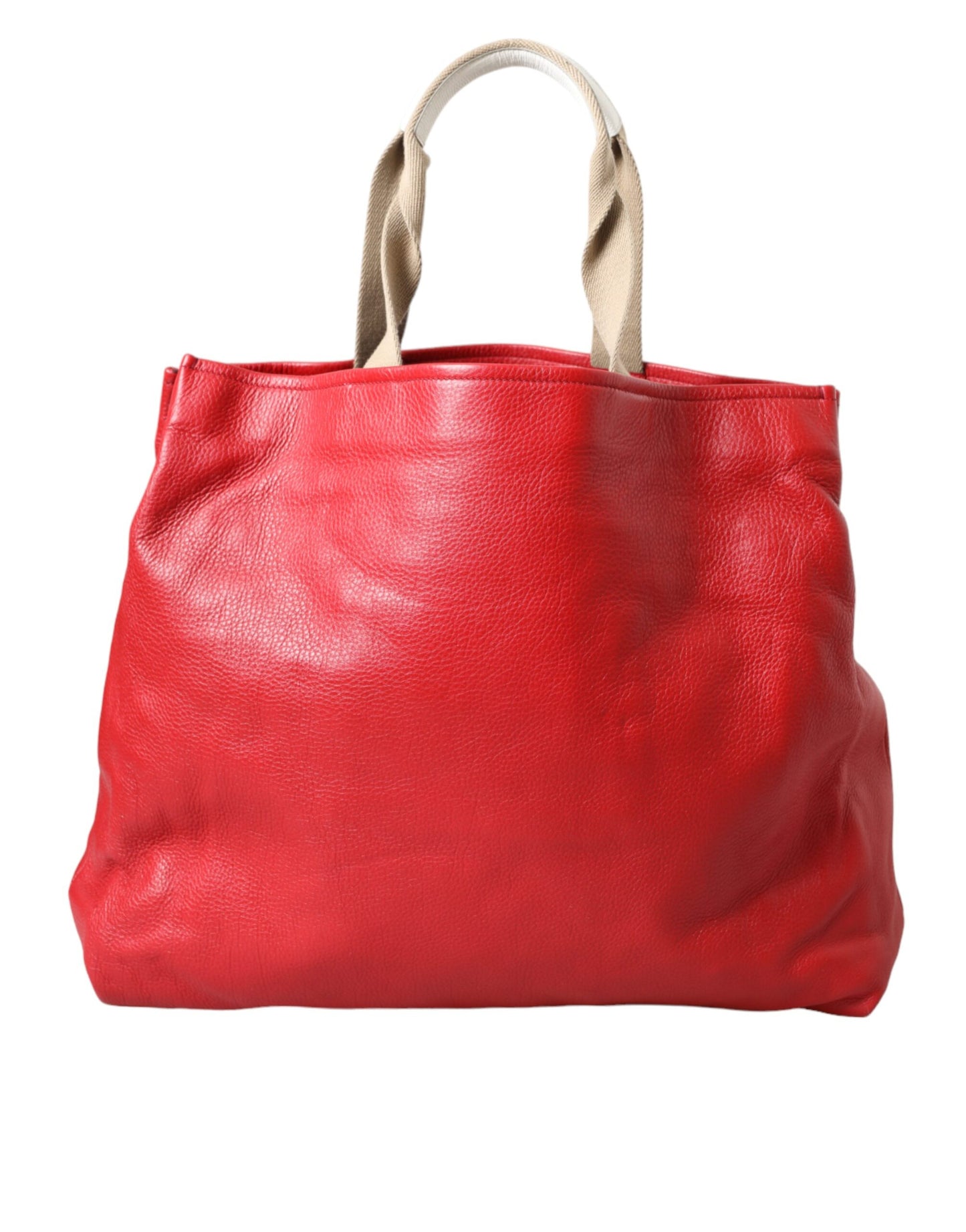 Bolsa de compras de cuero rojo con parche #DGFamily