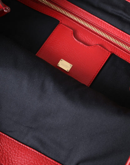 Bolsa de compras de cuero rojo con parche #DGFamily