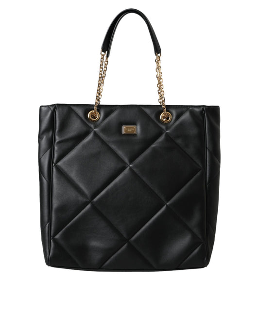 Bolso de compras acolchado JUNGLE de cuero negro
