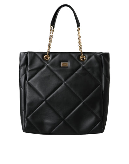 Bolso de compras acolchado JUNGLE de cuero negro