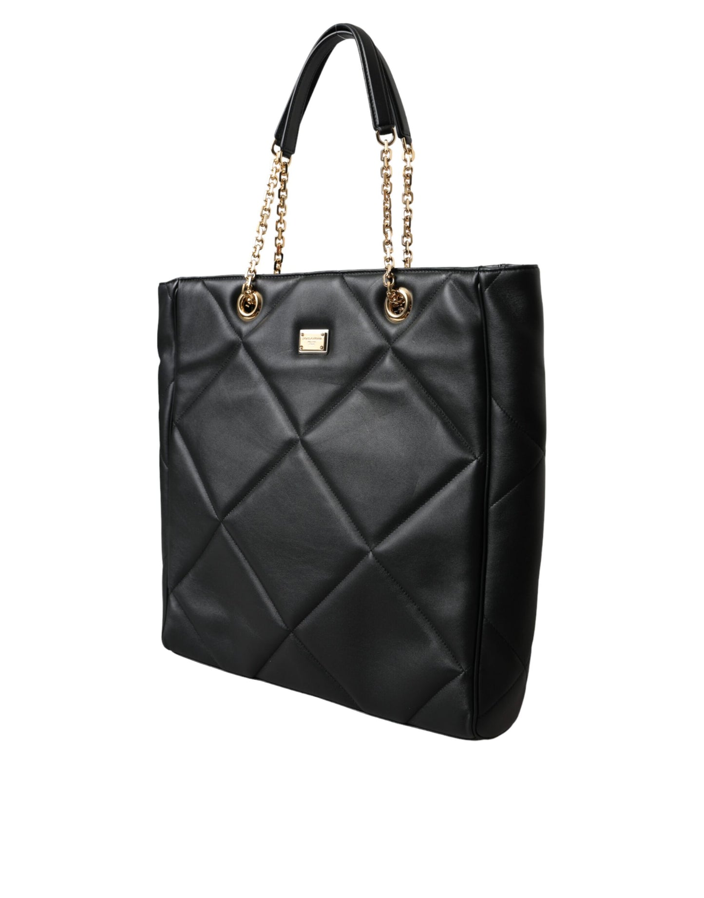 Bolso de compras acolchado JUNGLE de cuero negro
