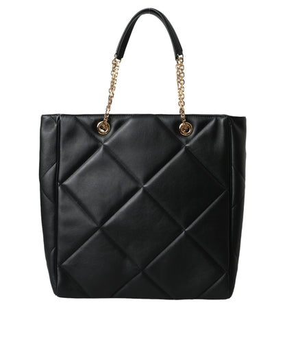 Bolso de compras acolchado JUNGLE de cuero negro
