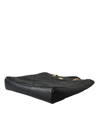 Bolso de compras acolchado JUNGLE de cuero negro