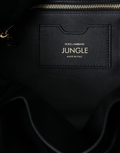 Bolso de compras acolchado JUNGLE de cuero negro
