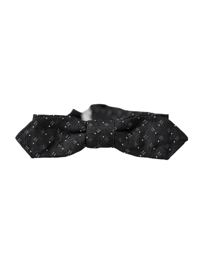 Pajarita Papillon de seda negra con cuello ajustable y estampado para hombre
