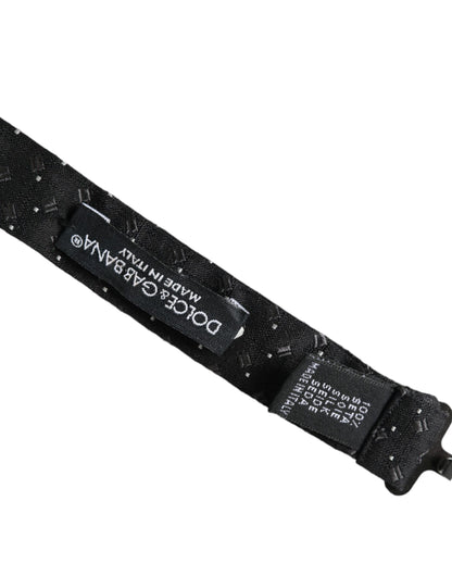 Pajarita Papillon de seda negra con cuello ajustable y estampado para hombre