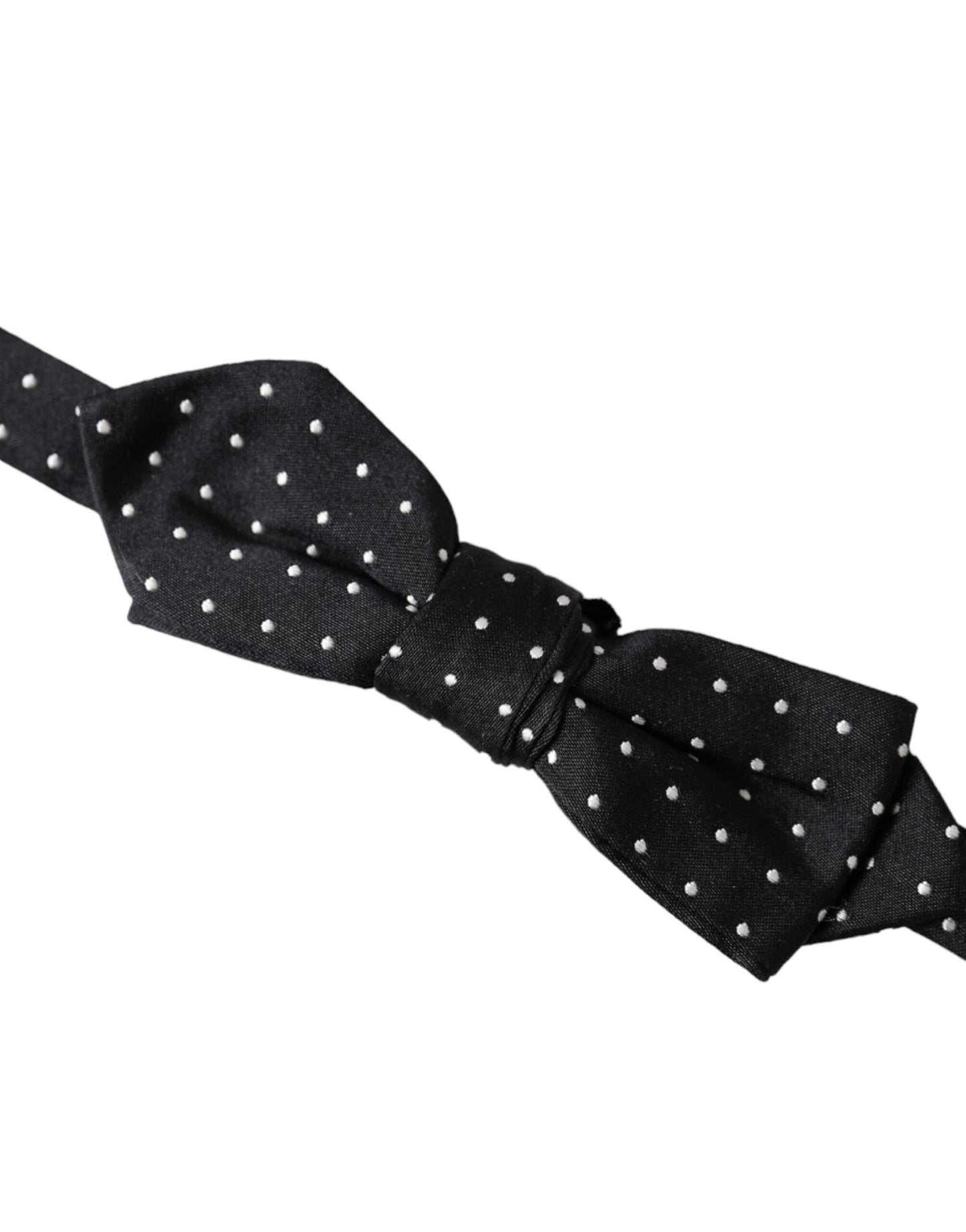 Pajarita Papillon de seda negra con lunares y cuello ajustable para hombre