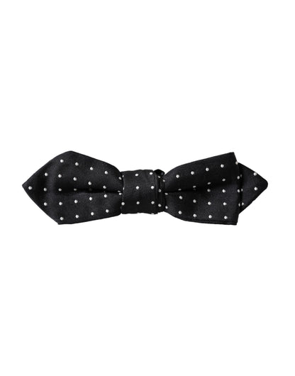 Pajarita Papillon de seda negra con lunares y cuello ajustable para hombre