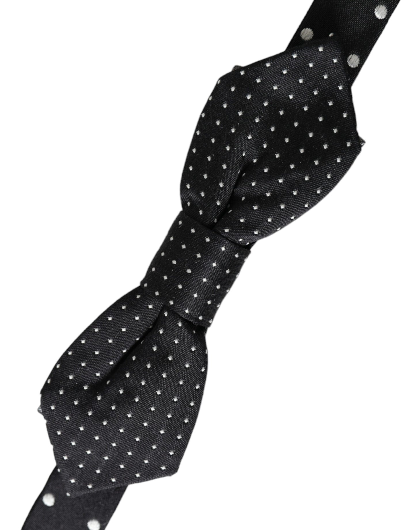 Pajarita Papillon de seda negra con lunares y cuello ajustable para hombre