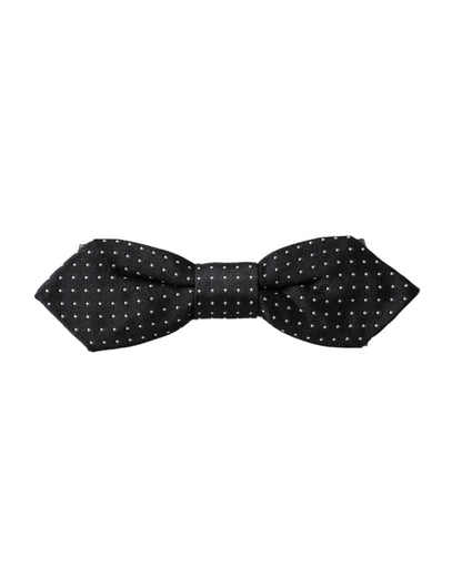 Pajarita Papillon de seda negra con lunares y cuello ajustable para hombre