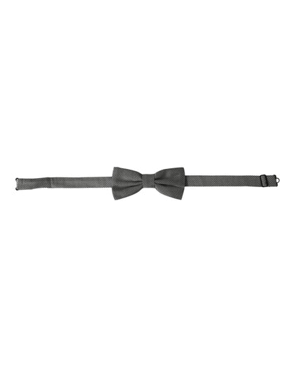 Pajarita Papillon de seda gris con cuello ajustable y estampado para hombre