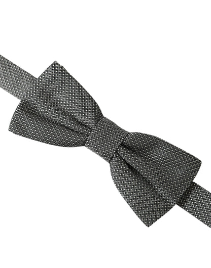 Pajarita Papillon de seda gris con cuello ajustable y estampado para hombre