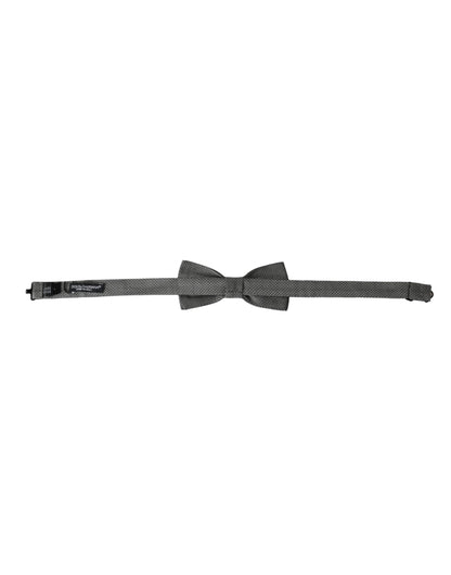 Pajarita Papillon de seda gris con cuello ajustable y estampado para hombre