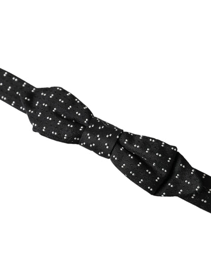 Pajarita Papillon de seda negra con cuello ajustable y estampado para hombre