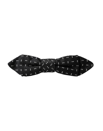 Pajarita Papillon de seda negra con cuello ajustable y estampado para hombre