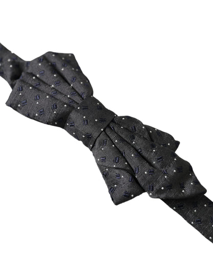 Pajarita Papillon de seda negra con cuello ajustable y estampado para hombre
