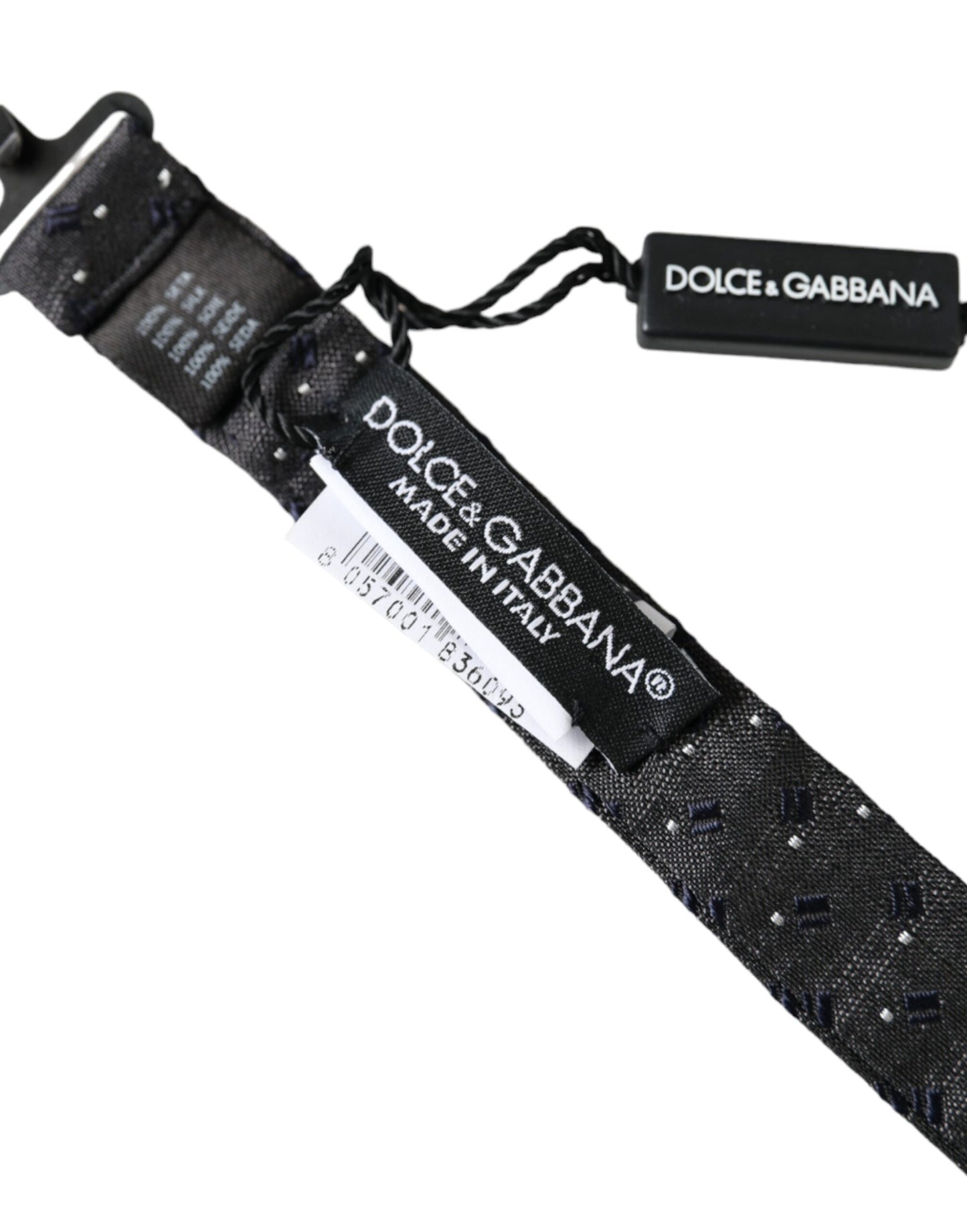 Pajarita Papillon de seda negra con cuello ajustable y estampado para hombre