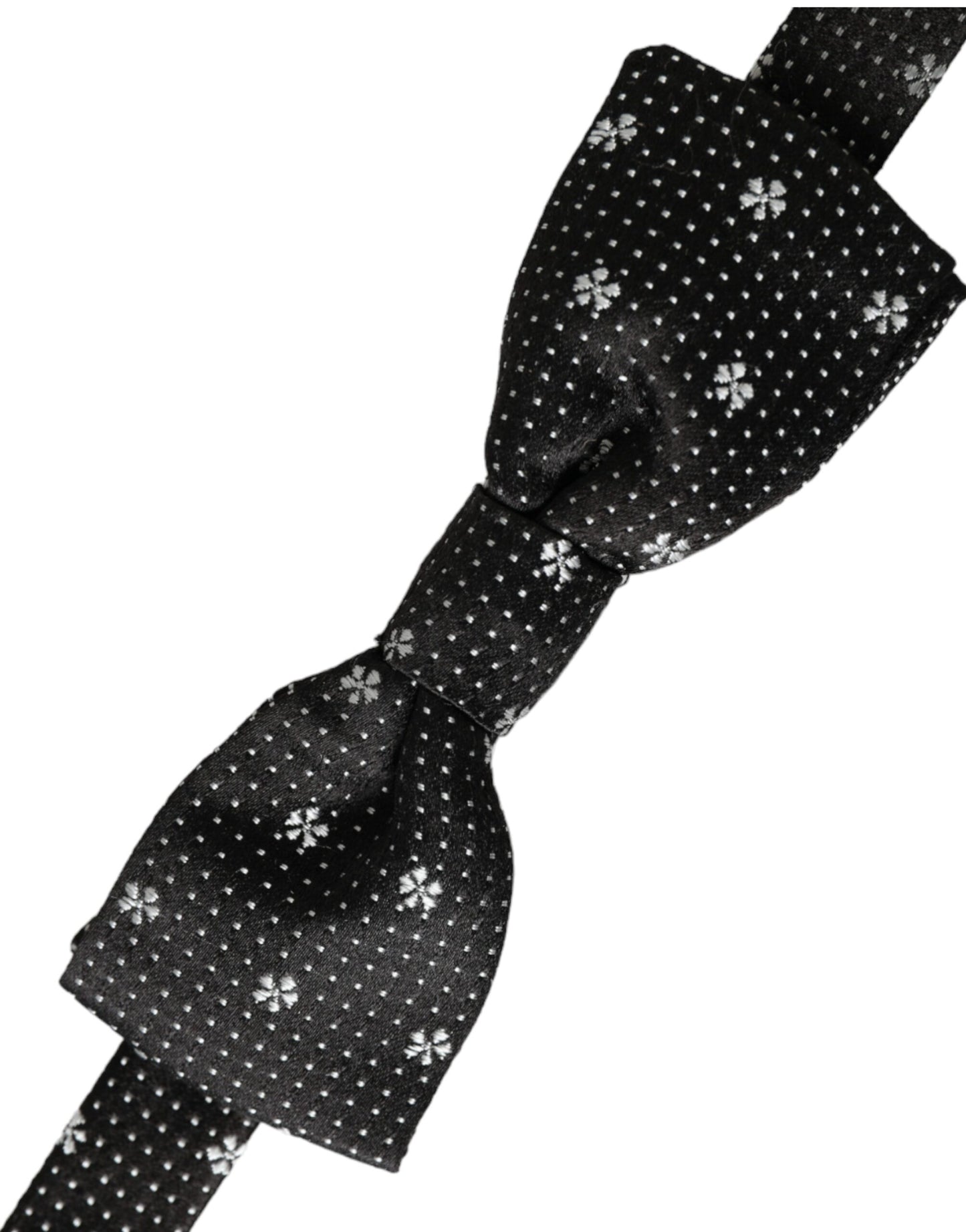 Pajarita Papillon de seda negra con cuello ajustable y diseño floral para hombre