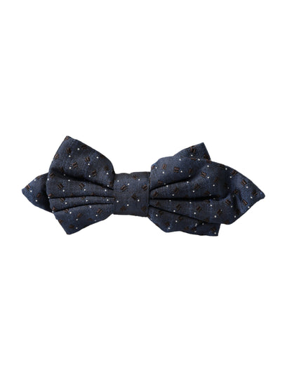 Pajarita Papillon ajustable con estampado de seda azul marino para hombre