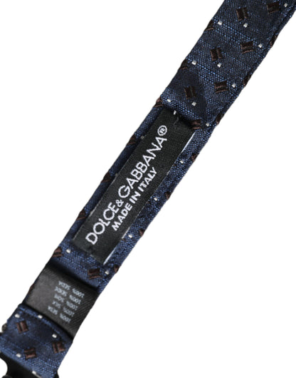 Pajarita Papillon ajustable con estampado de seda azul marino para hombre
