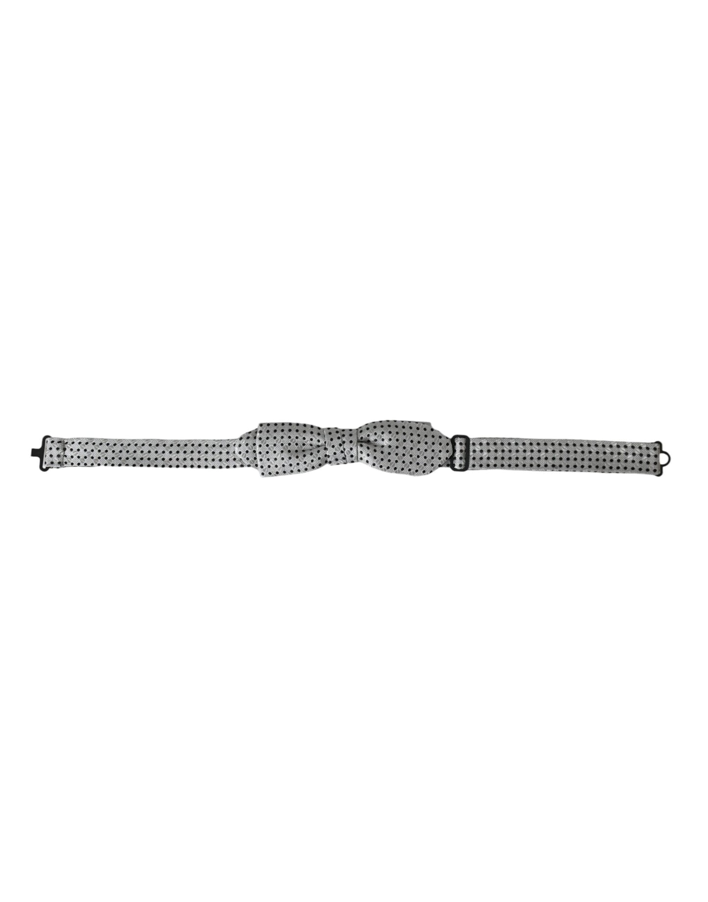 Pajarita Papillon de seda gris con lunares y cuello ajustable para hombre