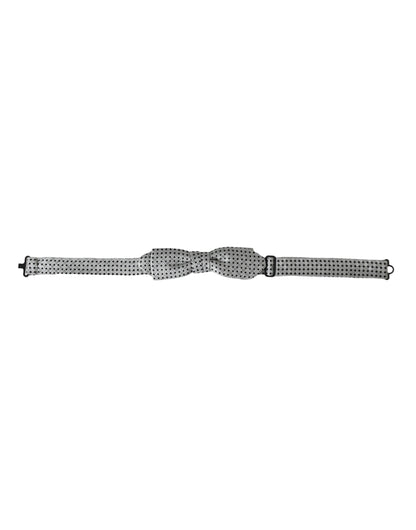 Pajarita Papillon de seda gris con lunares y cuello ajustable para hombre