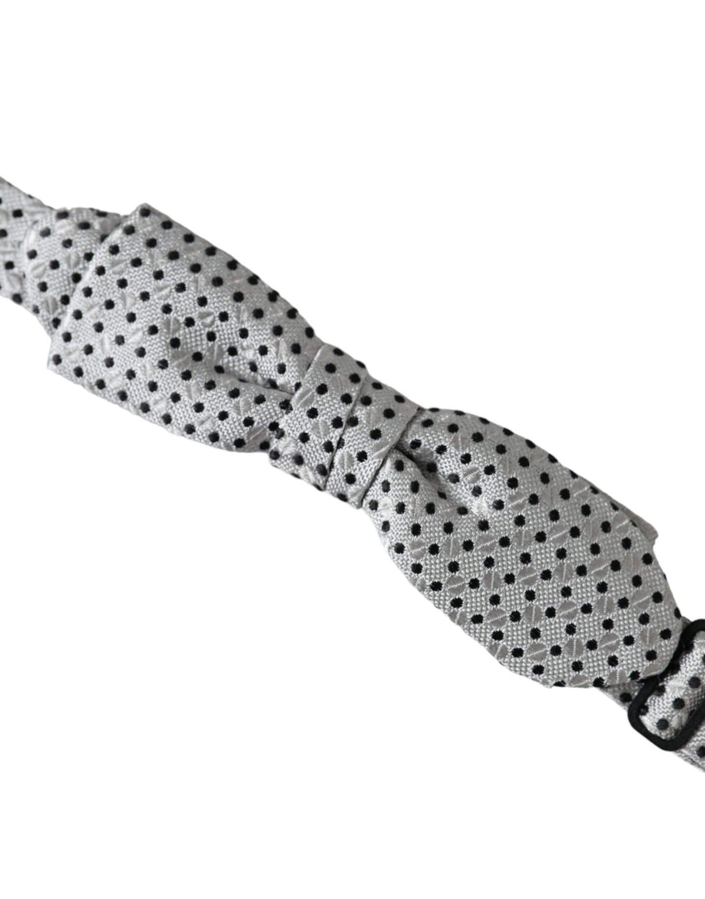 Pajarita Papillon de seda gris con lunares y cuello ajustable para hombre