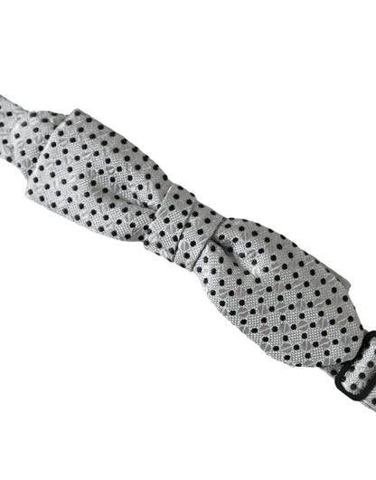 Pajarita Papillon de seda gris con lunares y cuello ajustable para hombre