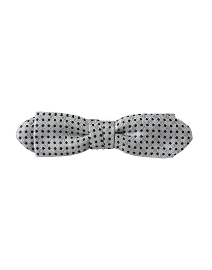 Pajarita Papillon de seda gris con lunares y cuello ajustable para hombre