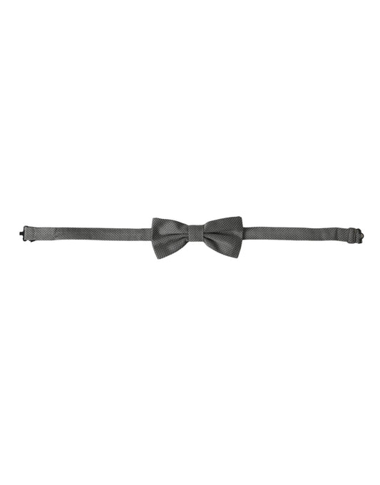 Pajarita de seda gris con estampado ajustable para hombre