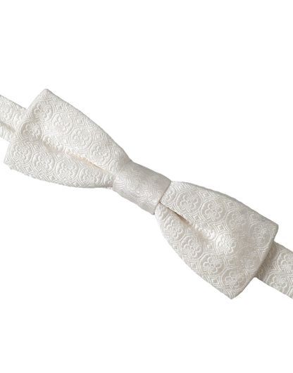 Pajarita Papillon de seda blanca con cuello ajustable y estampado para hombre