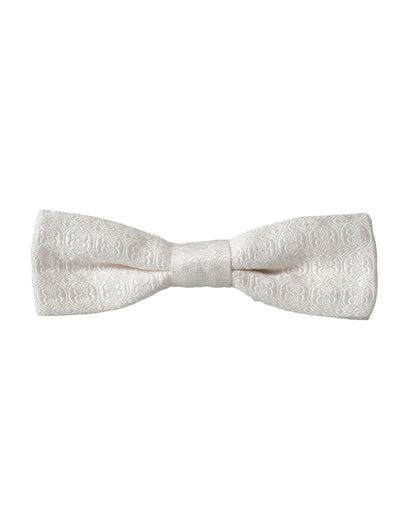 Pajarita Papillon de seda blanca con cuello ajustable y estampado para hombre