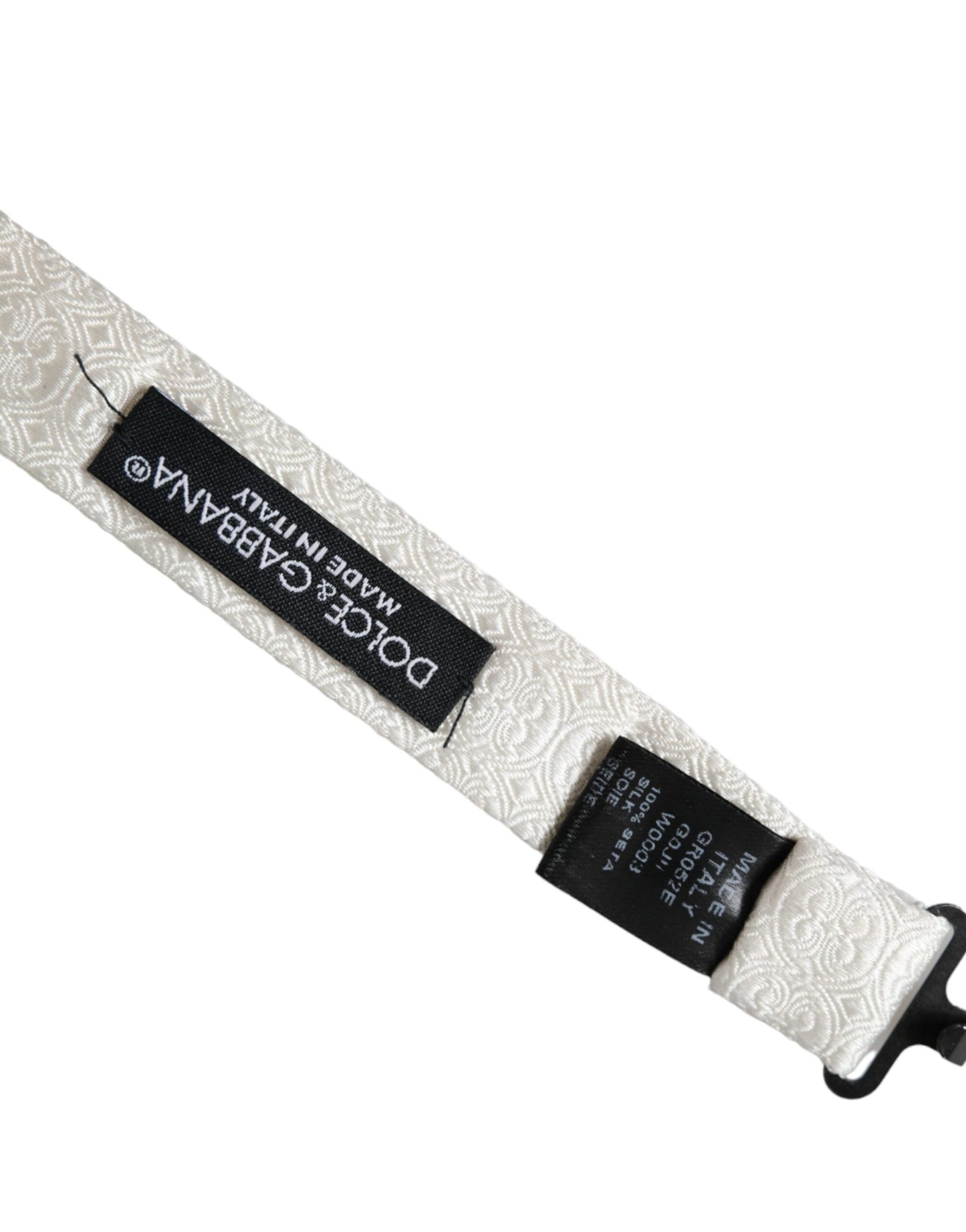 Pajarita Papillon de seda blanca con cuello ajustable y estampado para hombre