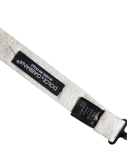 Pajarita Papillon de seda blanca con cuello ajustable y estampado para hombre