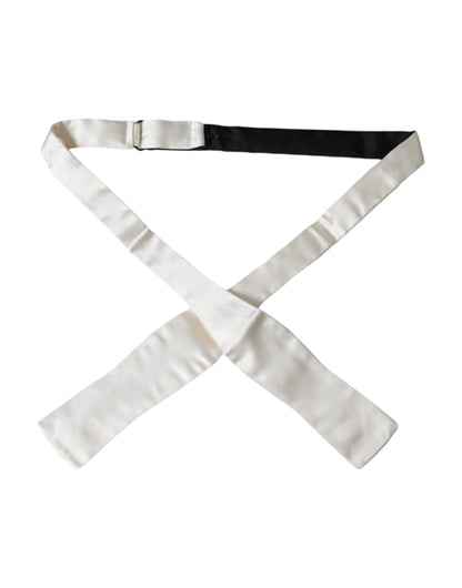 Corbata de seda blanca fina y delgada para hombre
